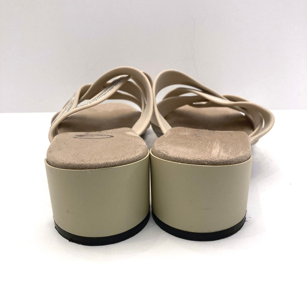 Onex Misha Sandals Block Heel Womens 8 Beige Straps Crystals Made In Italy - Picture 5 of 9